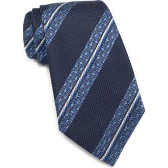 Ermenegildo Zegna Stripe Silk Tie in Navy Stripe at Nordstrom