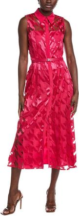 Akris Embroidered Silk Lined & Trim Shirtdress