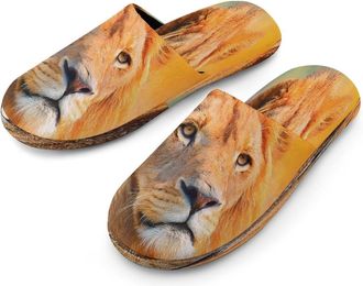 Generic Lion Watercolor Mens Cozy Memory Foam Slippers Warm Cotton House Shoes Comfy Slipper for Indoor Outdoor