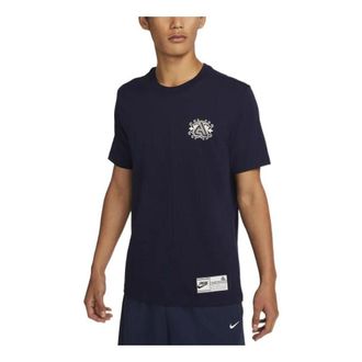 Nike Mens Nike Geometry Pattern Printing Round Neck Short Sleeve Blue T-Shirt DR7634-498