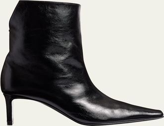 Khaite Ona Leather Stiletto Ankle Boots