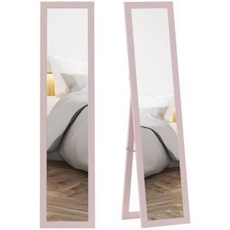 OEM Espejo De Cuerpo Entero 157x37 Cm Con Marco De Mdf Espejo De Pie Inclinado O Colgante Rosa Perla Claro