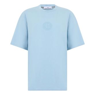 Stone Island T-Shirts, male, Blue, Size: L Cotton Short-sleeve T-shirt