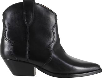 Isabel Marant Black Dewina Gz Pointed-Toe Cuban Heel Leather Ankle Boots