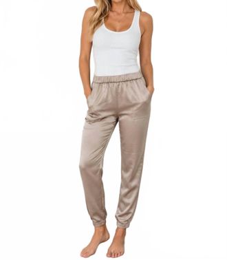 Theory Satin Joggers In Beige