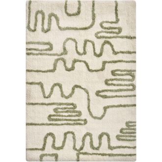 Beliani Alfombrilla De Ba&ntilde;o Moderna De Algod&oacute;n Rectangular 60 X 90 Cm Patr&oacute;n Decorativo Accesorios De Ba&ntilde;o Beige Y Verde Daharl