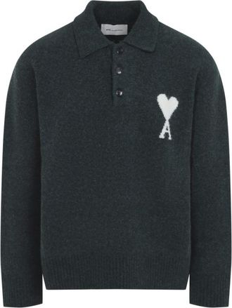 Ami Bottle Green Full Sleeves Polo