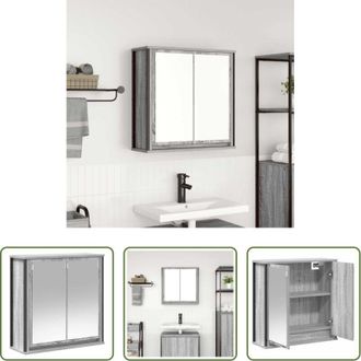 vidaXL Specchio da bagno - Pensile da Bagno con Specchio Grigio Sonoma 60x21x60 cm