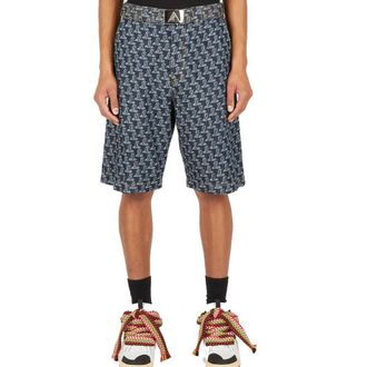 Lanvin Mens Blue Cotton Shorts