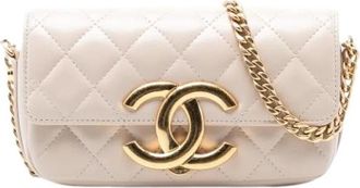 Chanel Pre-owned Mini Crossbody Tas - Dames - Vintage Mini Tas - Beige - ONE Size - Leer - Vintage
