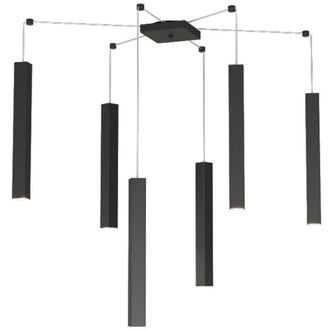 Top-Light Sospensione Moderna Square Tube Metallo Nero 6 Luci Gu10