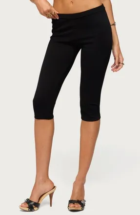 Edikted Vanessa Knit Capri Pants in Black at Nordstrom, Size X-Small