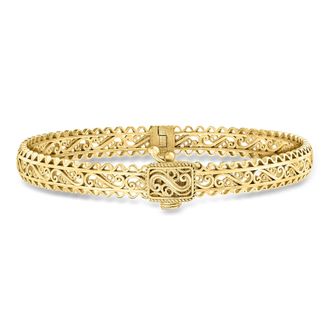 Ross-Simons 18kt Gold Over Sterling Filigree Bangle Bracelet