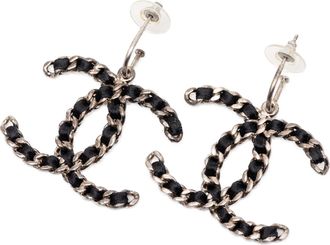 Chanel Chain Drop Hoop Push Back Earrings 4.5x4.2 cms