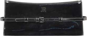John Richmond Asymmetrische Pochette met Decoratieve Riem - Dames - Clutches - Zwart - ONE Size - Leer - Tassen
