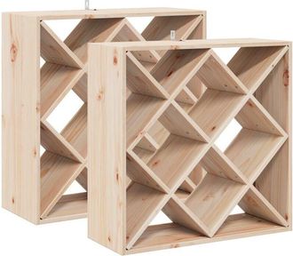 vidaXL Wine Rack 2 pcs Natural 62 x 25 x 62 cm Solid Pine Wood vidaXL