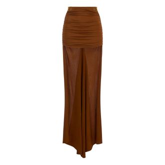 Elisabetta Franchi Rok van cr&ecirc;pe jersey - Dames - Rokken - Bruin - Maat: L Jersey