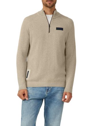 s.Oliver Troyer S.OLIVER, Herren, Gr. 3XL, schwarz stone beige, Strick, Obermaterial: 100% Baumwolle, unifarben, normal h&uuml;ftbedeckend, Rundhals, B&uuml;ndchen, Pull