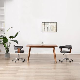 vidaXL Vidaxl - Silla De Comedor Giratoria De Madera Curvada Y Tela Gris