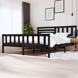 vidaXL Estructura De Cama De Madera Maciza Negra 200x200 Cm Vidaxl