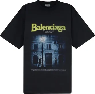 Balenciaga Tops, Heren, Zwart, XL, Katoen, The Address Medium Fit T-shirt