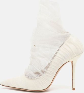 Jimmy Choo London White Lace And Mesh Lavish Pointed Toe Pumps