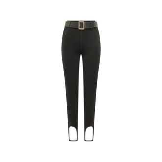 Self Portrait Broeken, Dames, Zwart, S, Leer, Capri Knit Leggings