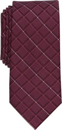 Alfani Mens Slim Grid Pattern Tie - Red