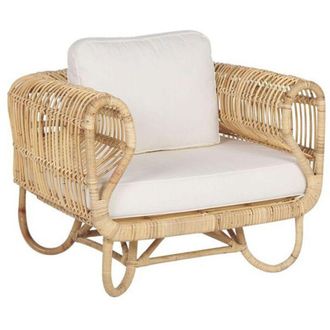 Beliani Beliani - Poltrona in Rattan Naturale con Cuscini Beige Boho Dolcedo