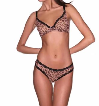 Fleur du Mal Sheer Tulle Bikini In Leopard
