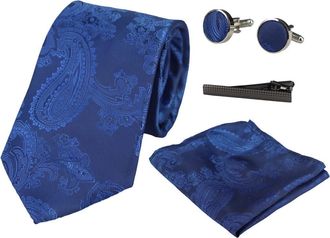PAUL ANDREW Paisley Neck Tie Pocket Square Cuff Links