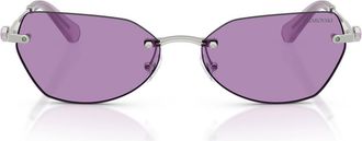 Swarovski 58mm Irregular Sunglasses in Silver /Violet at Nordstrom