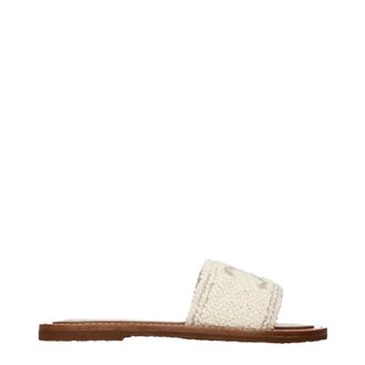 Celine C&eacute;line Lympia Damens Hausschuhe und Clogs aus Stoff in Beige/Ecru