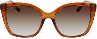 Ferragamo Gancini 54mm Rectangular Sunglasses in Crystal Caramel at Nordstrom Rack