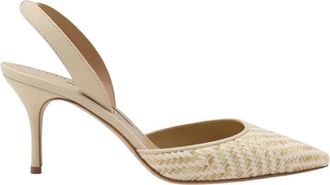 Manolo Blahnik Carolyne 70 Pump - Dames - Pumps - Beige - 38 1/2 EU - Leer - Schoenen