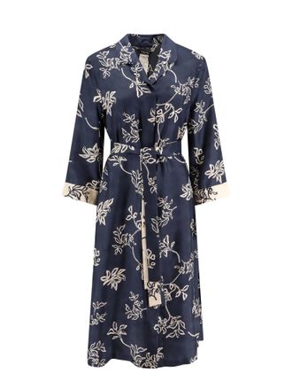 Max Mara Timeo Kaftan Silk Dress With Floral Print