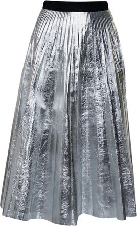 Gucci Minigonna plissettata in pelle - Argento