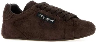 Dolce & Gabbana Mens Dark Brown Suede Portofino Sneakers Moroscuro