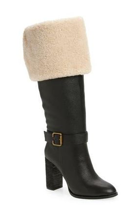 Jeffrey Campbell Nestle Knee High Boot in Black Crinkle Beige at Nordstrom Rack, Size 6.5