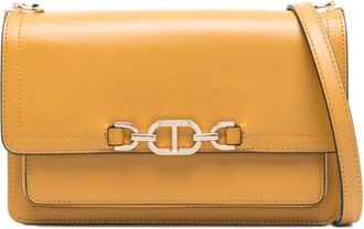 Twin-Set Mustard Yellow Shoulder Bag With Gold-Tone Chain-Link Closure