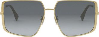 Fendi Ff Diamonds Gold Geometric Sunglasses
