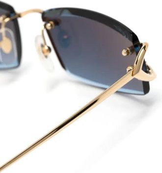 Cartier CT0465S Rimless Blue Gradient Sunglasses - Gold