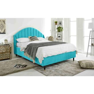 Casa Elysium Teal Plush Velvet King Bed Frame