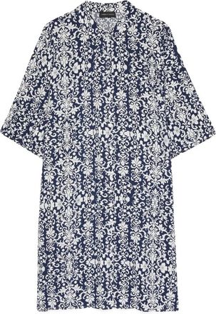 Fiorella Rubino Viscose Shirtdress met Print - Dames - Shirt Kleedjes - Blauw - 5XL - Kleedjes
