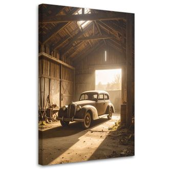 Feeby Cuadro Sobre Lienzo, Coche Antiguo De Estilo Retro Vintage, 80x120
