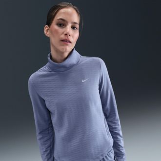 Nike Womens Swift Therma-FIT Turtle-Neck Running Top in Blue | HV2969-499
