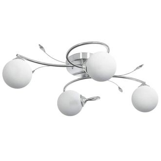 Berkfield Home Ceiling Lamp with Round Glass Shades for 4 G9 LED Lights in White