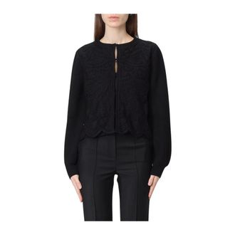 Twinset Giacchina in maglia con inserto in tulle - Knitwear - Mujer - Negro - M