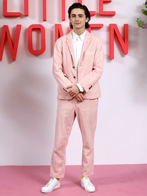 Timothee Chalamet, little women, Timothee Chalamet style, Timothee Chalamet clothing, Timothee Chalamet red carpet, Timothee Chalamet suit, Timothee Chalamet pink suit, Timothee Chalamet sweatshirt