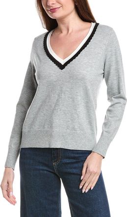 CeCe by Cynthia Steffe Cece Deep V Contrast Trim Sweater
